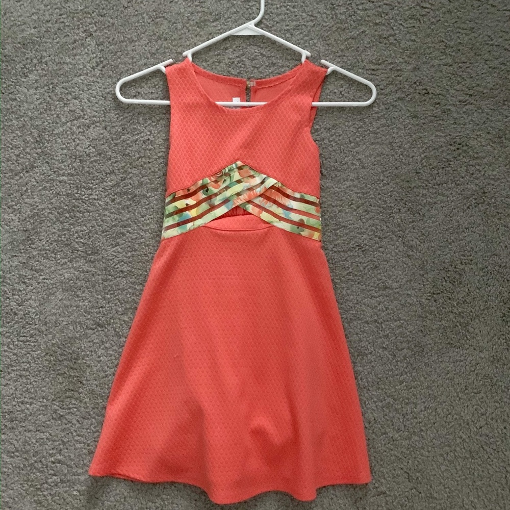 Bonnie Jean Coral Dress w/ Cut Around Stomach